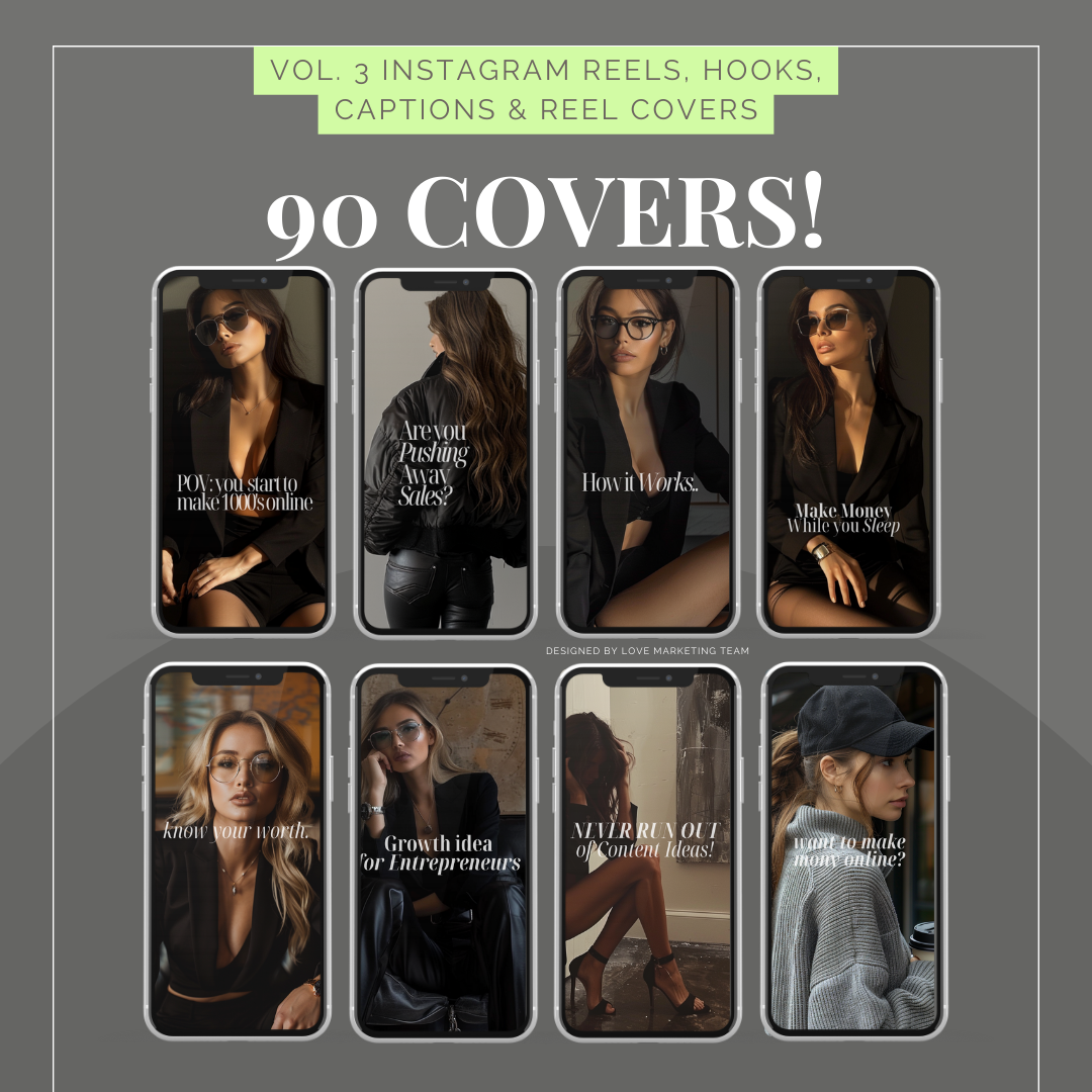 BUNDLE | Vol 1 + 2 + 3 Instagram Reels, Hooks, Captions & Reel Covers