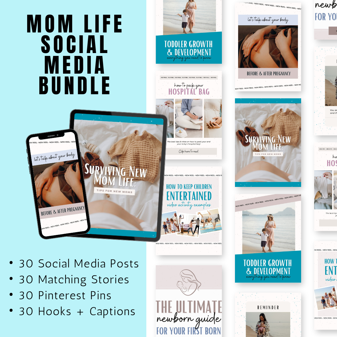 SOCIAL MEDIA | Mom-Life Social Media Bundle | Vol I | Canva Templates