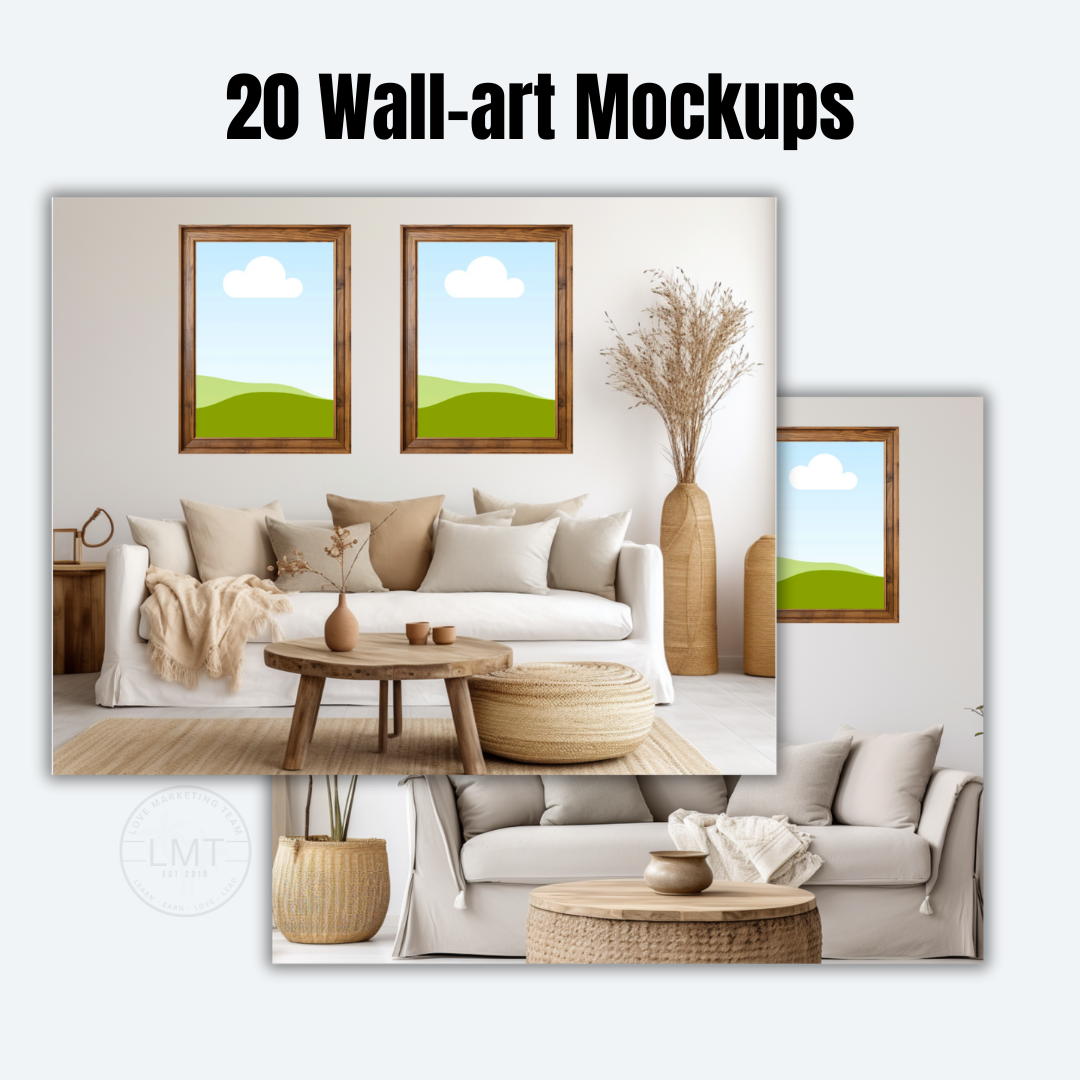 MOCKUPS | 20 Wall-art mockups | Canva Templates