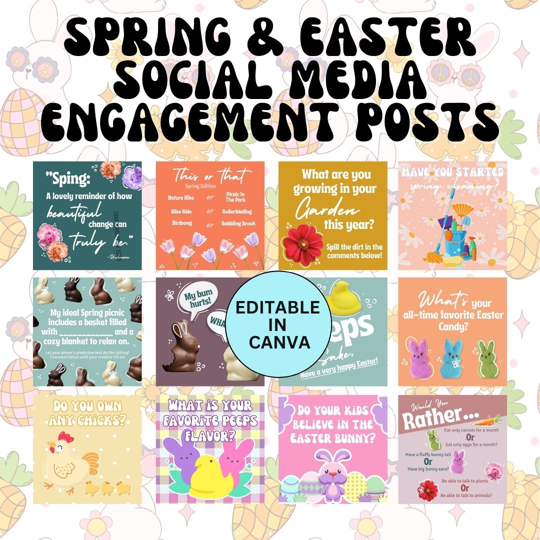 SOCIAL MEDIA | 50+ Spring & Easter Engagement Social Media Posts