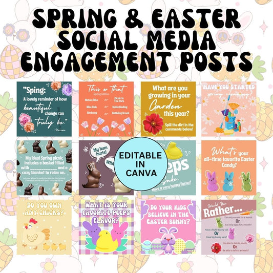 SOCIAL MEDIA | 50+ Spring & Easter Engagement Social Media Posts
