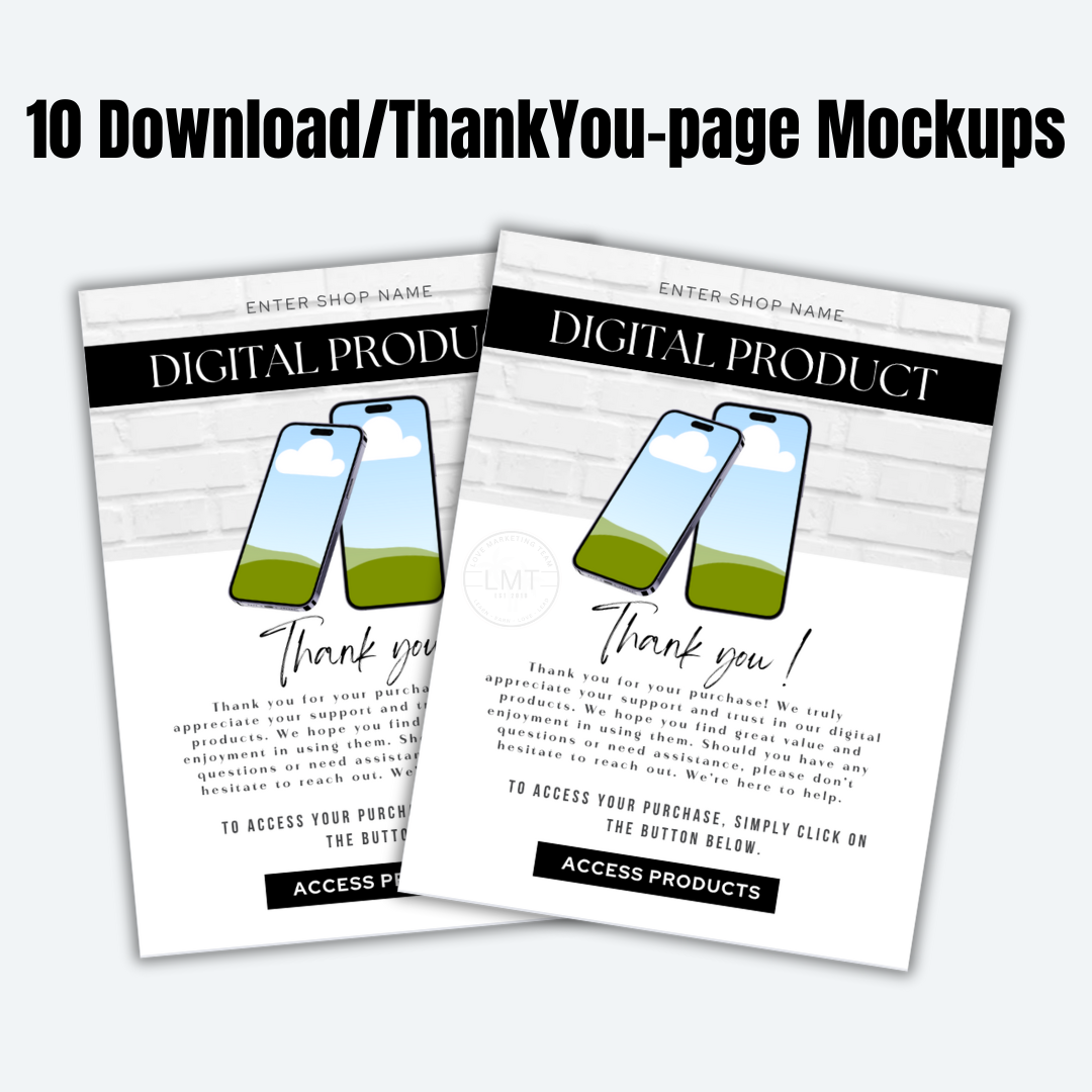 MOCKUPS | 10 Download/ThankYou-page Mockups | Canva Templates