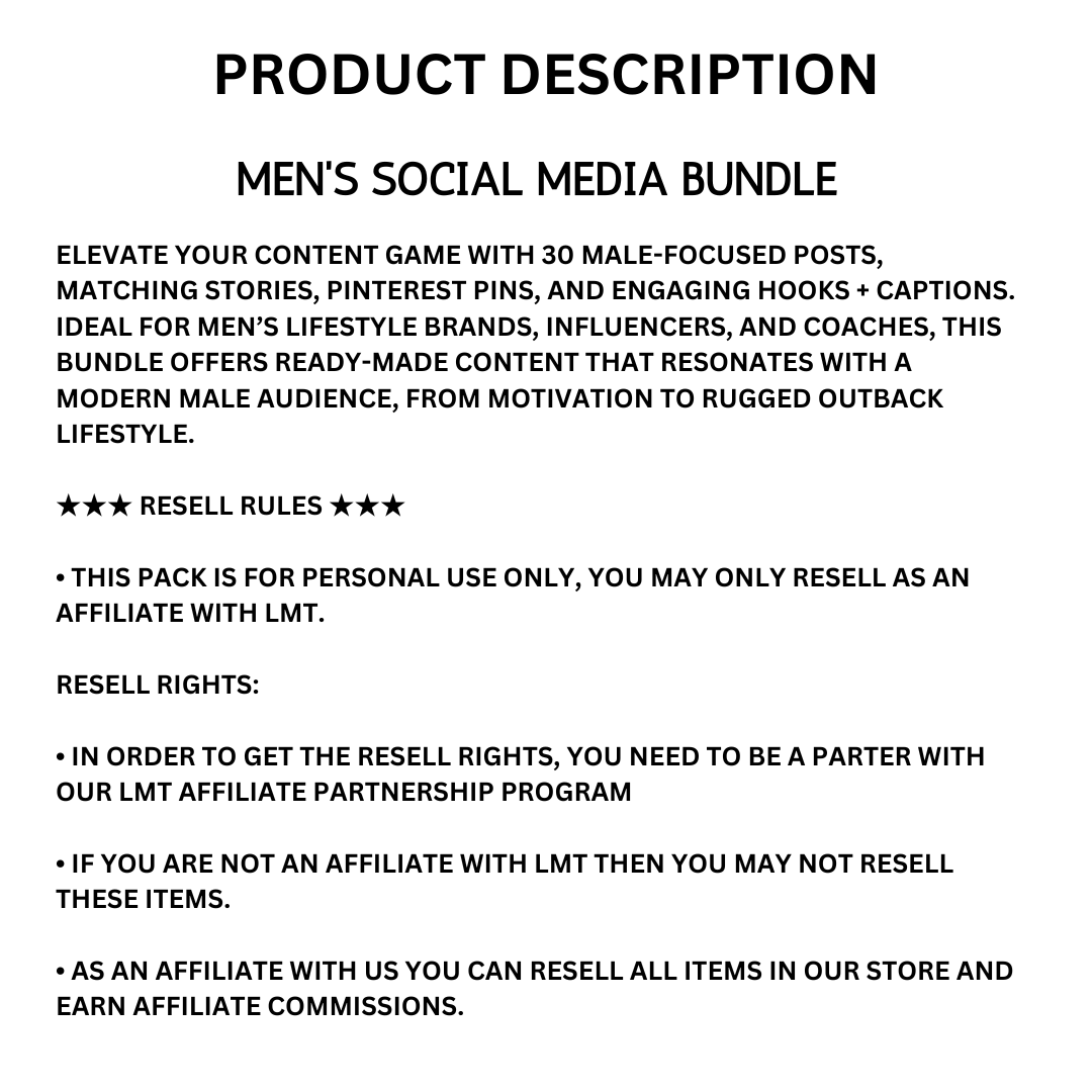 MENS | Mens Social Media Bundle | Vol III | Canva Templates
