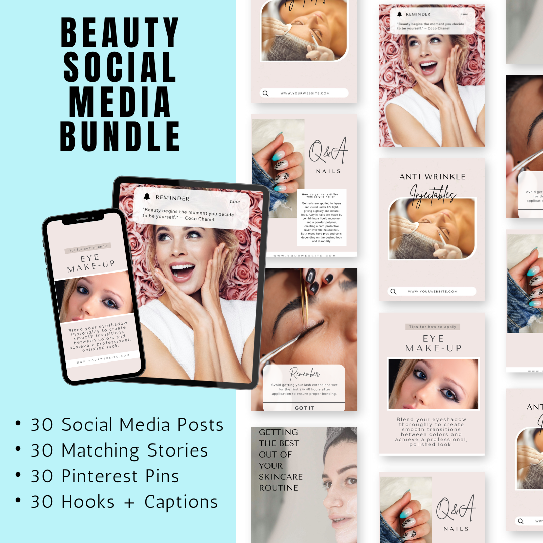 BEAUTY | Beauty Social Media Bundle | Vol II | Canva Templates