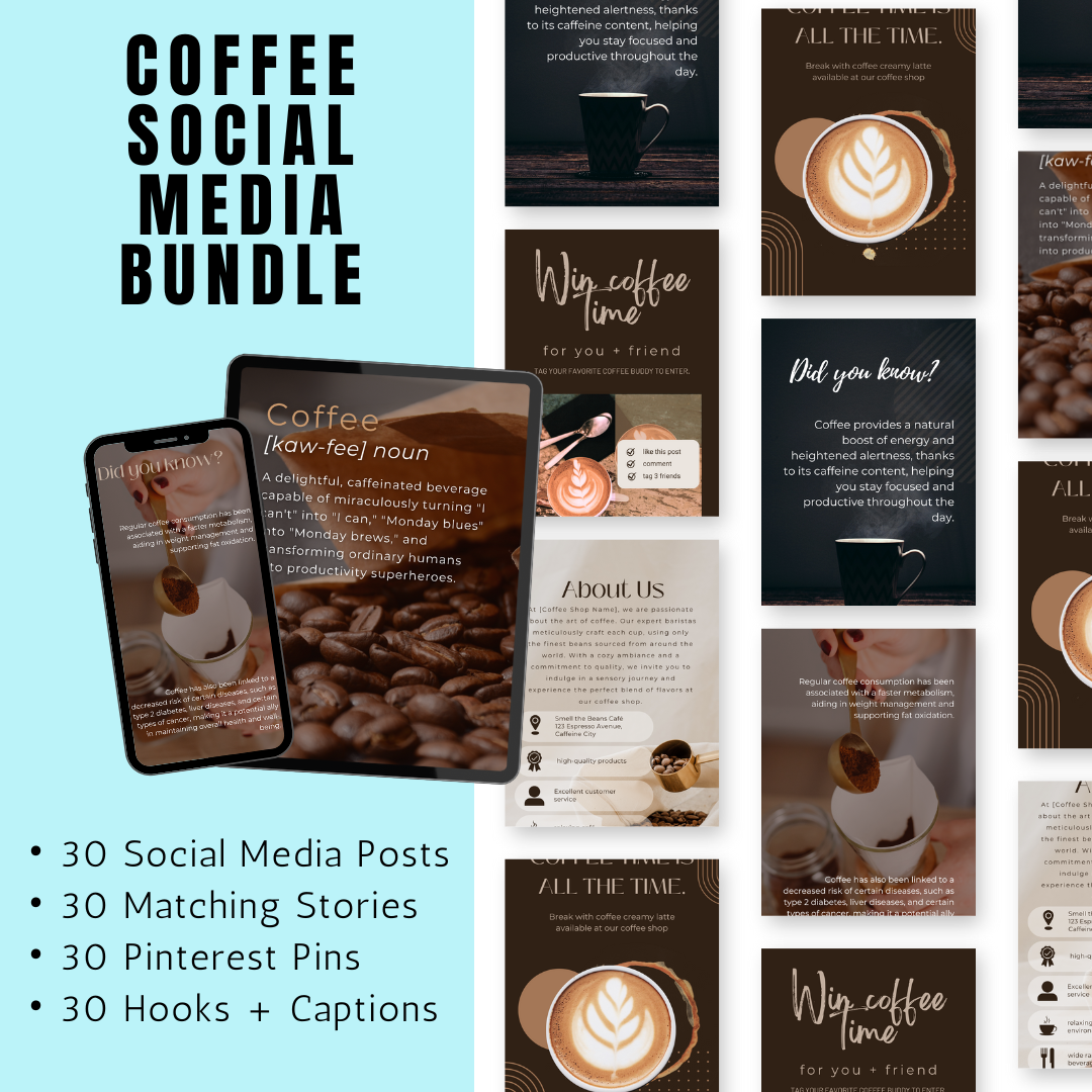 COFFEE | Coffee Social Media Bundle | Vol II | Canva Templates