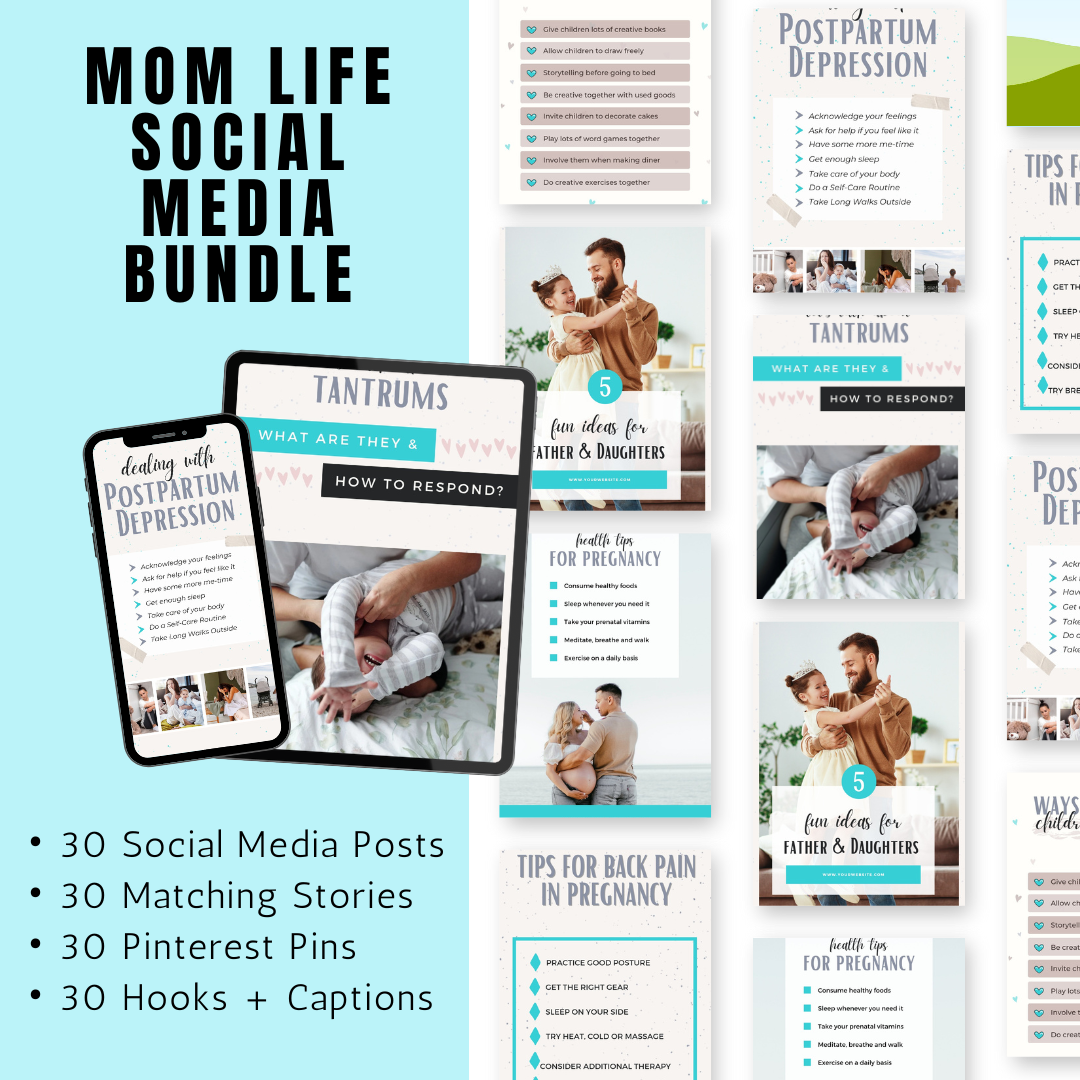 SOCIAL MEDIA | Mom-Life Social Media Bundle | Vol II | Canva Templates