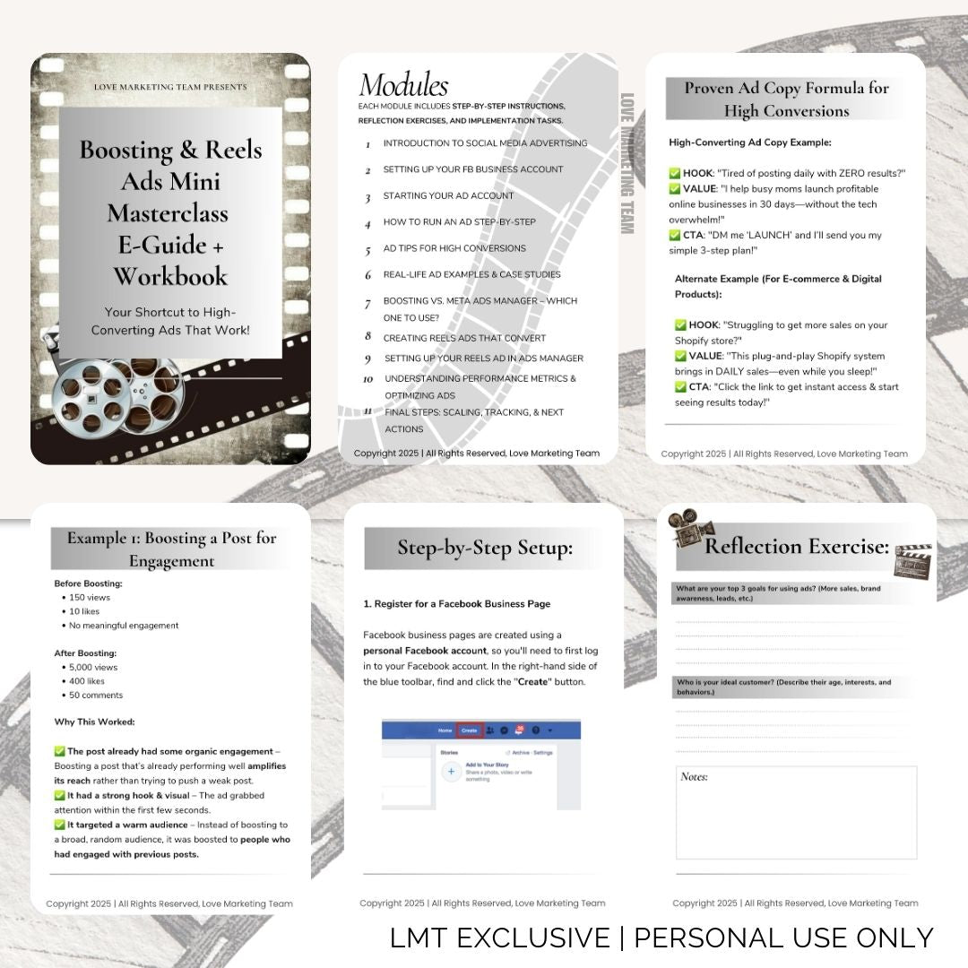 Boost & Convert: The Ultimate Reels Ads & Boosting Masterclass, Workbook + BONUS Mini Video Course