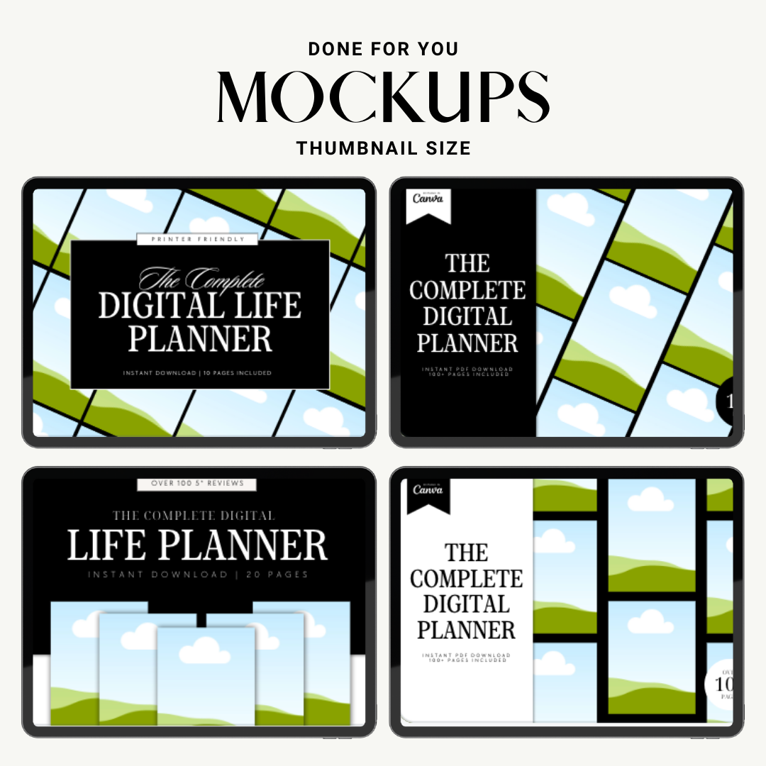 Digital Product Mock-Ups | Thumbnail Size | 40 Pages | MRR