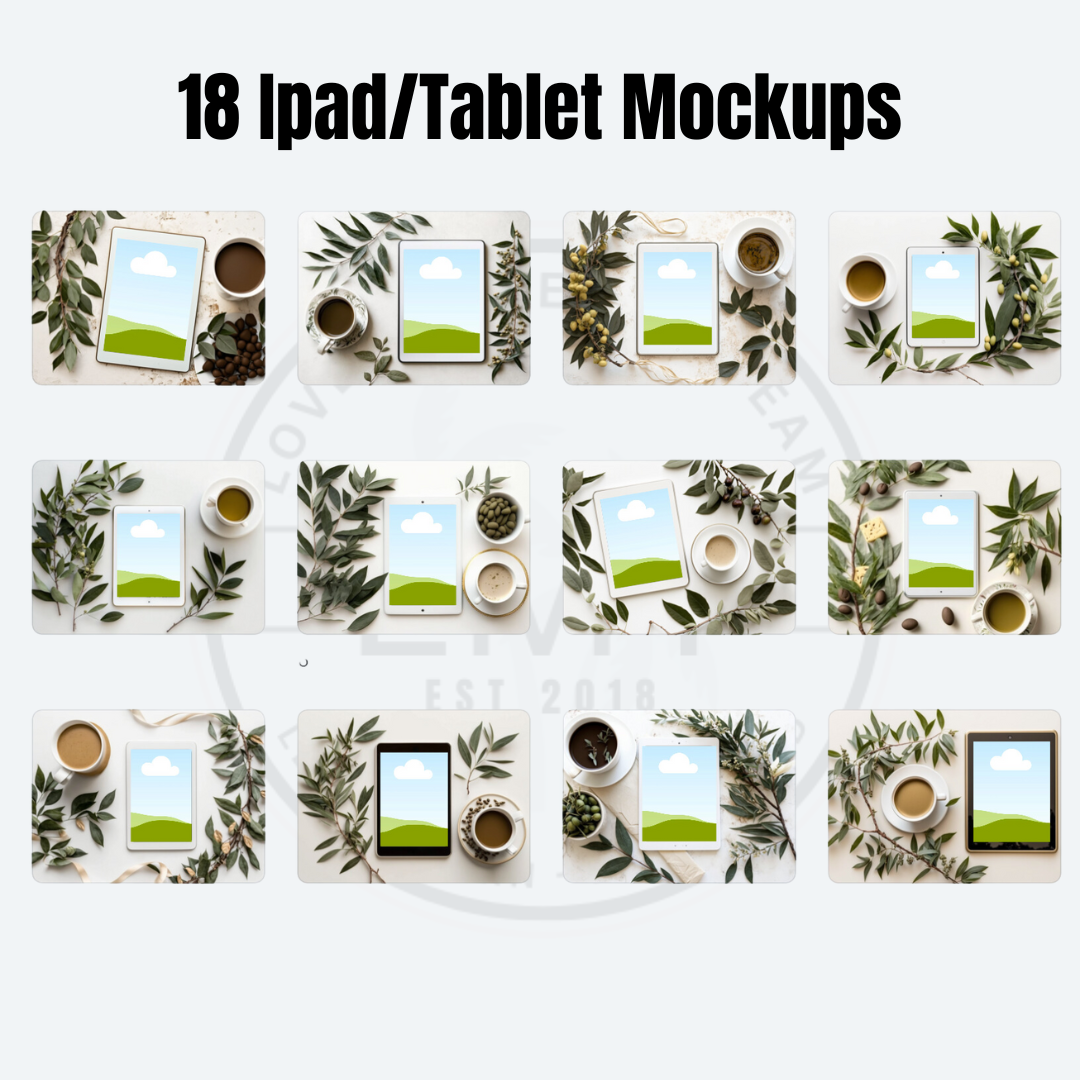 MOCKUPS | 18 Ipad/tablet mockups | Canva Templates