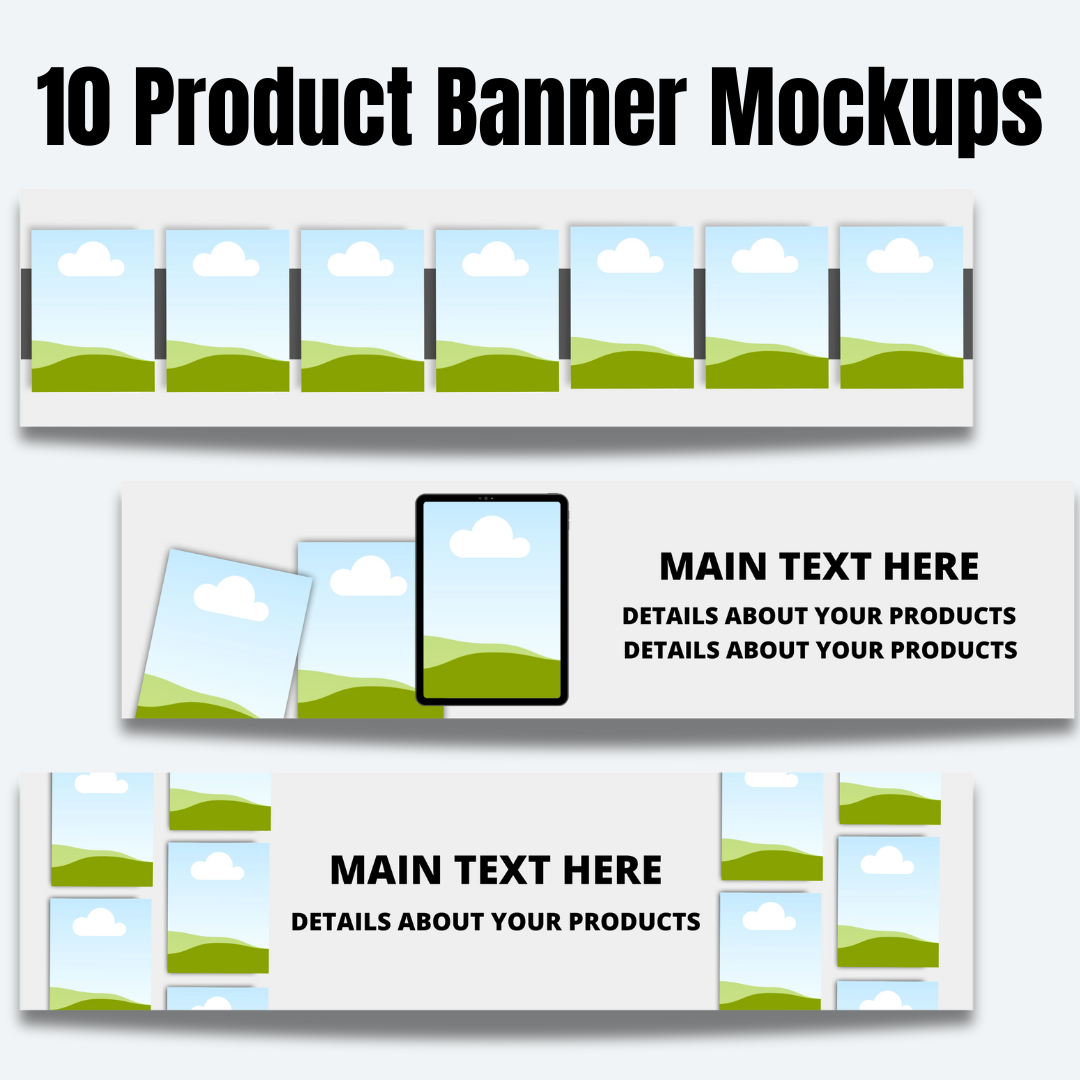 MOCKUPS | 10 Product Banner Mockups | Canva Templates