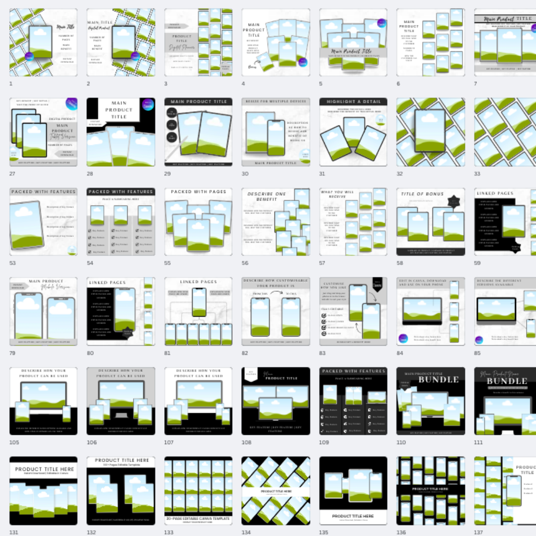 MOCKUPS | 145 Digital Product Mockups | Canva Templates