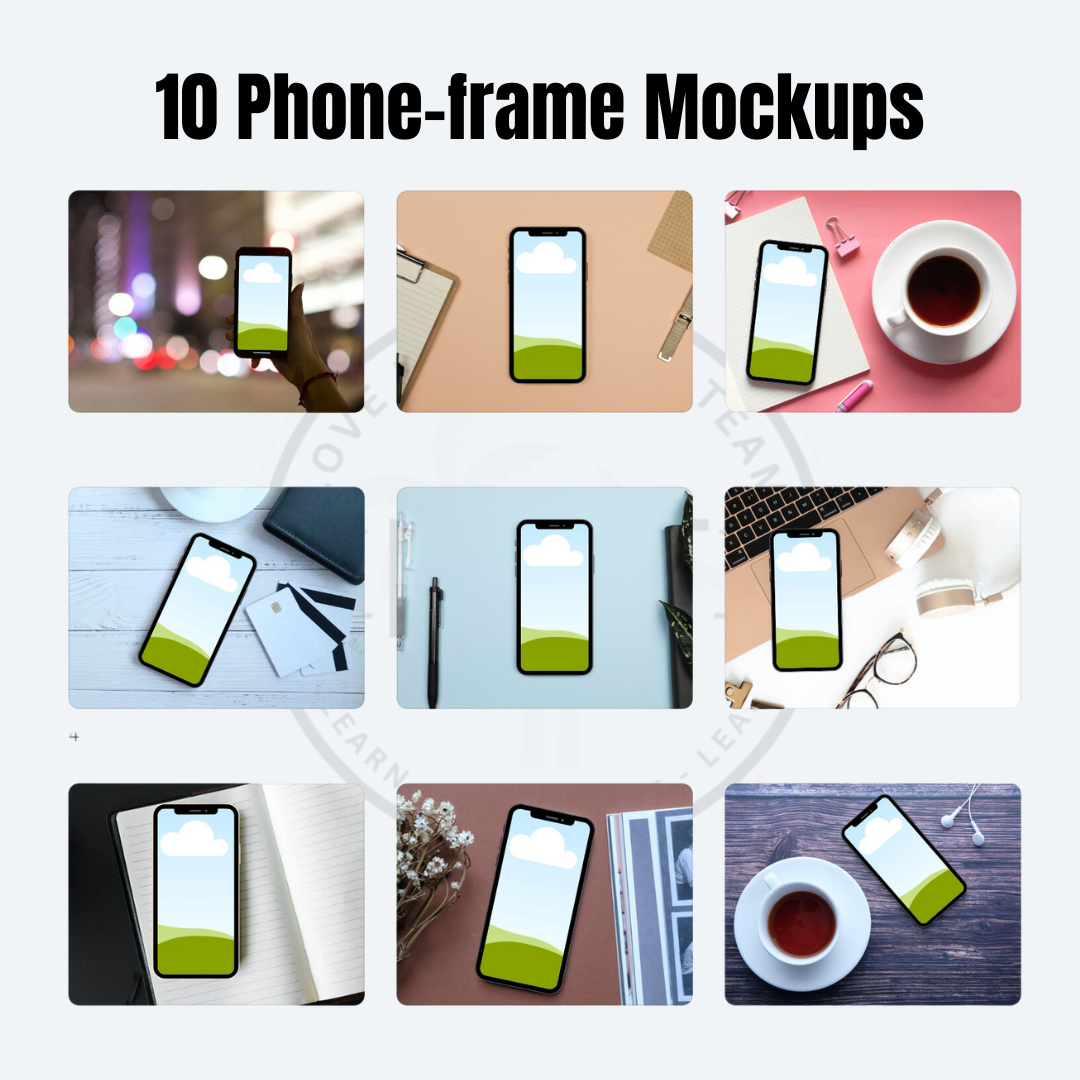 MOCKUPS | 10 Mobile/Iphone frame Mockups | Canva Templates