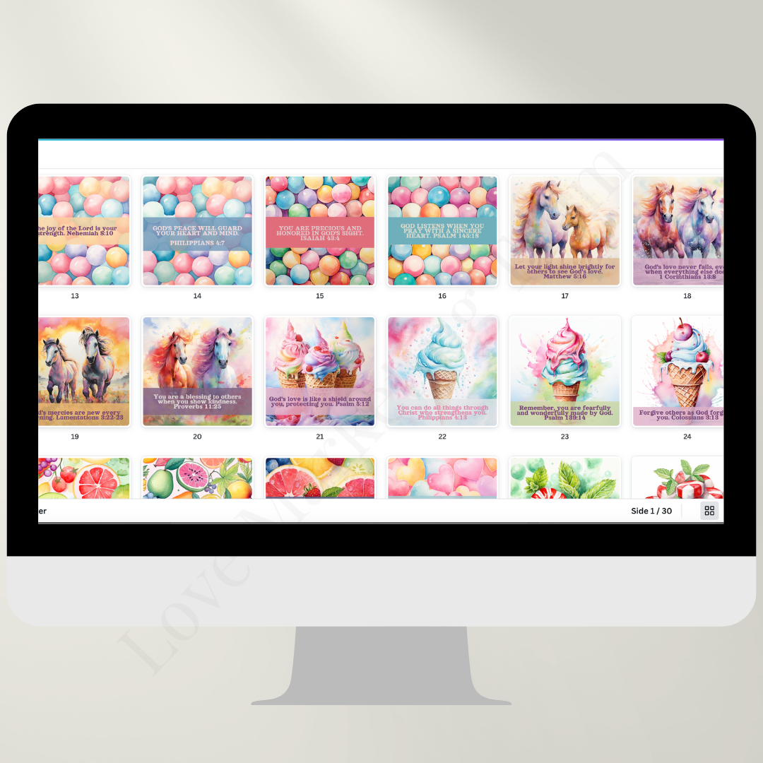 30 - 3x3 Lunch Box Scripture Notes | Girl Themed | Faith