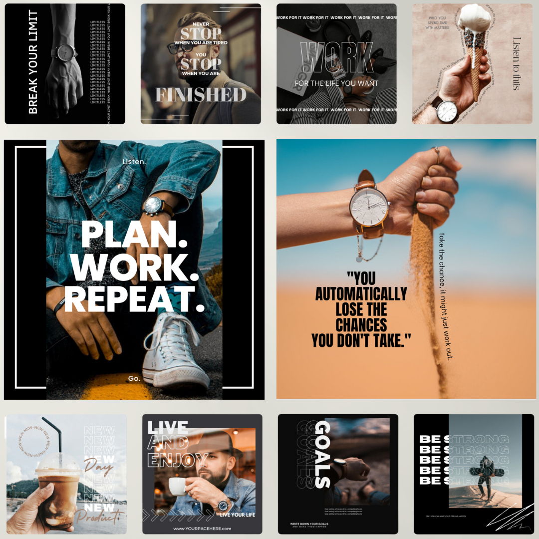 30 MENS Instagram Posts | Inspirational | Social media Pack