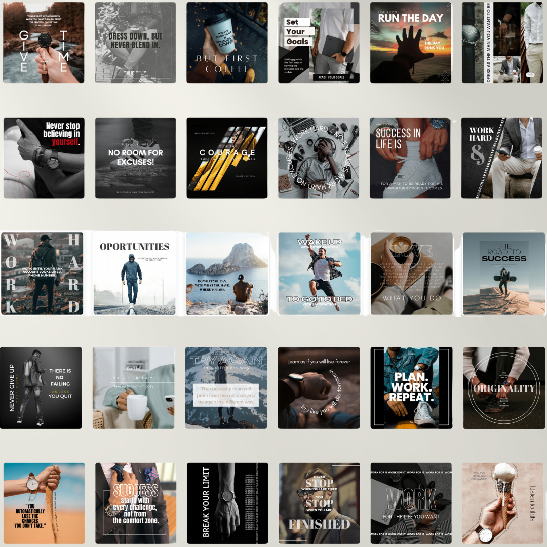 30 MENS Instagram Posts | Inspirational | Social media Pack