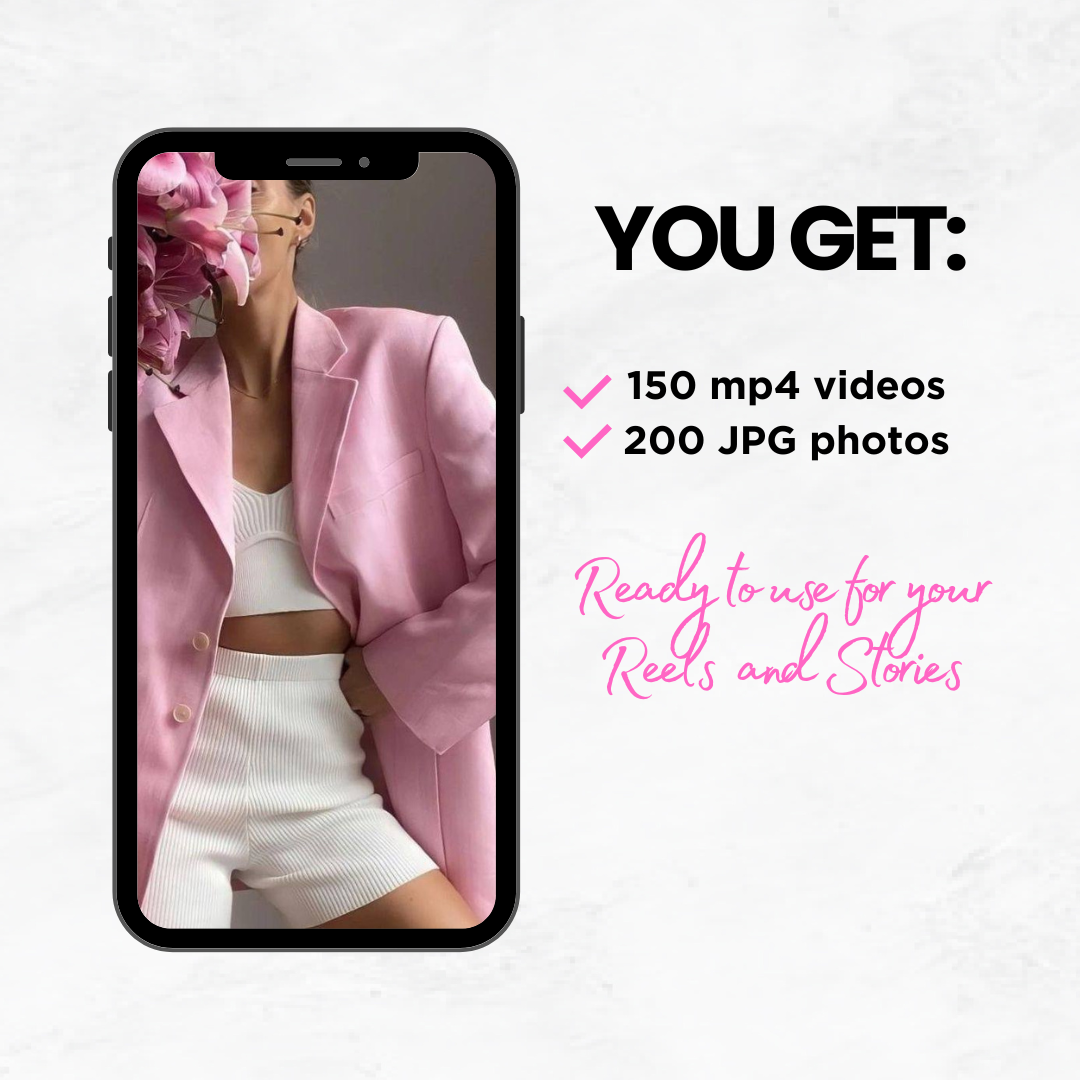 150 Chic Pink Aesthetic Video Reels | Faceless IG videos for stories and reels | PLR + MRR Resell Rights