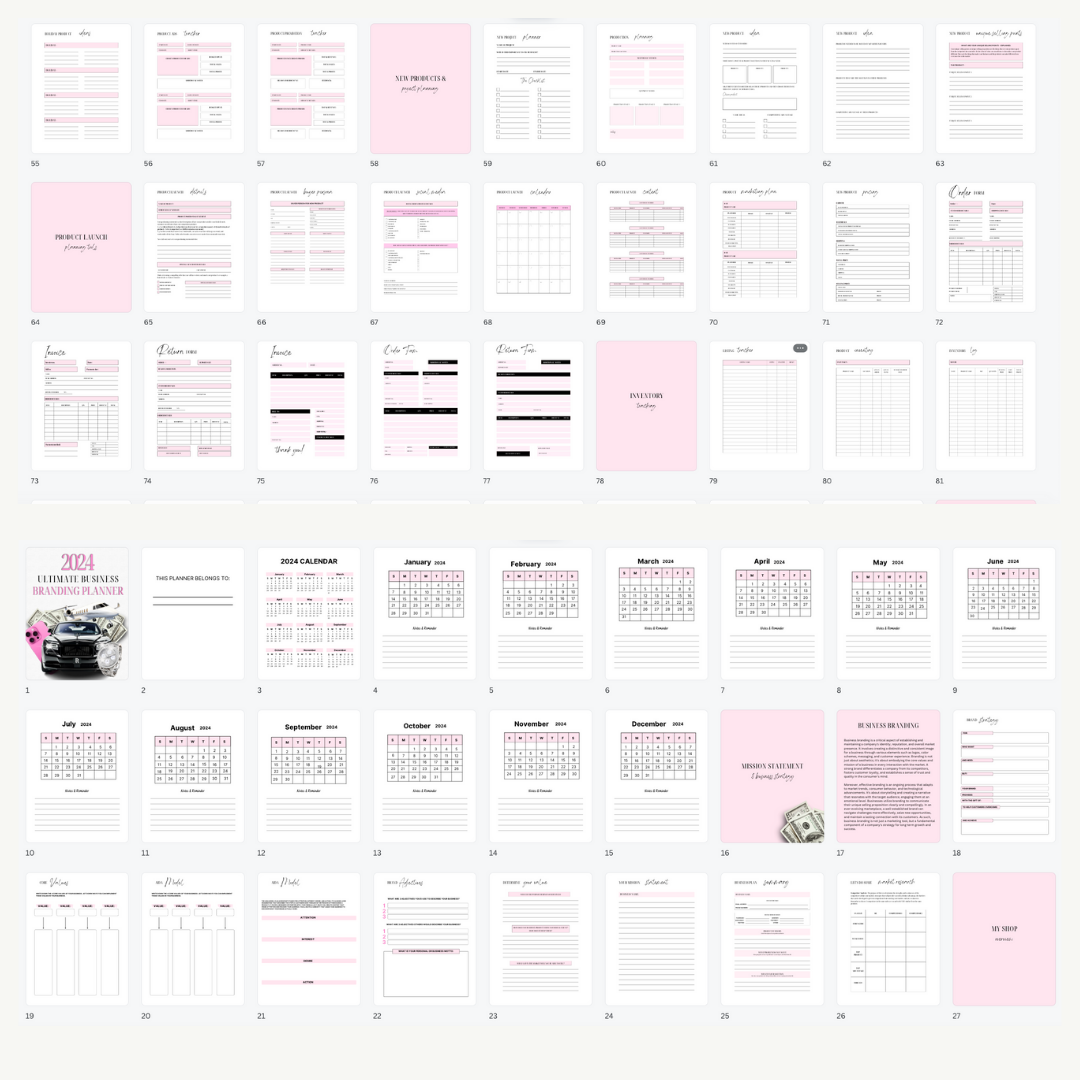 2025 BUSINESS BRANDING PLANNER 110 pages | DFY Template | Beauty | PLR