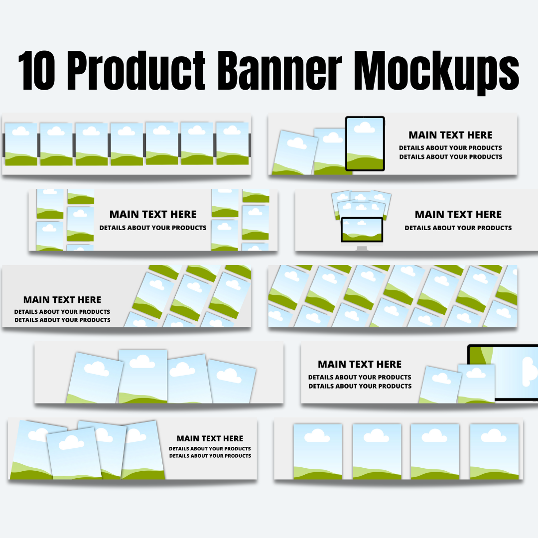 MOCKUPS | 10 Product Banner Mockups | Canva Templates