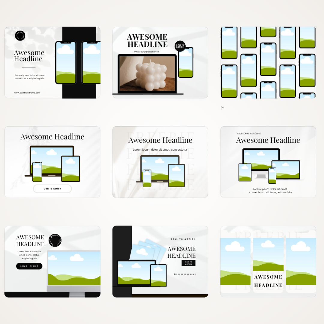 MOCKUPS | 174 Editable Aesthetic Mockups | Canva Templates