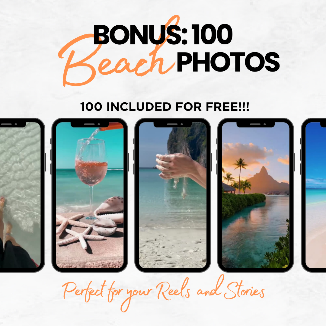 100 BEACH Aesthetic Video Reels | Faceless IG videos for stories and reels | PLR + MRR Resell Rights