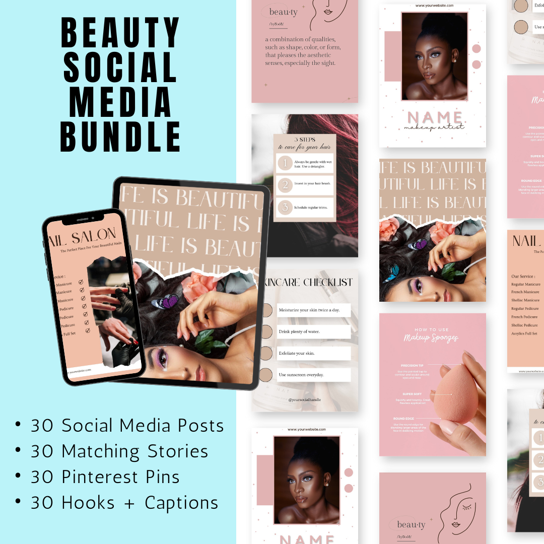 BEAUTY | Beauty Social Media Bundle | Vol I | Canva Templates