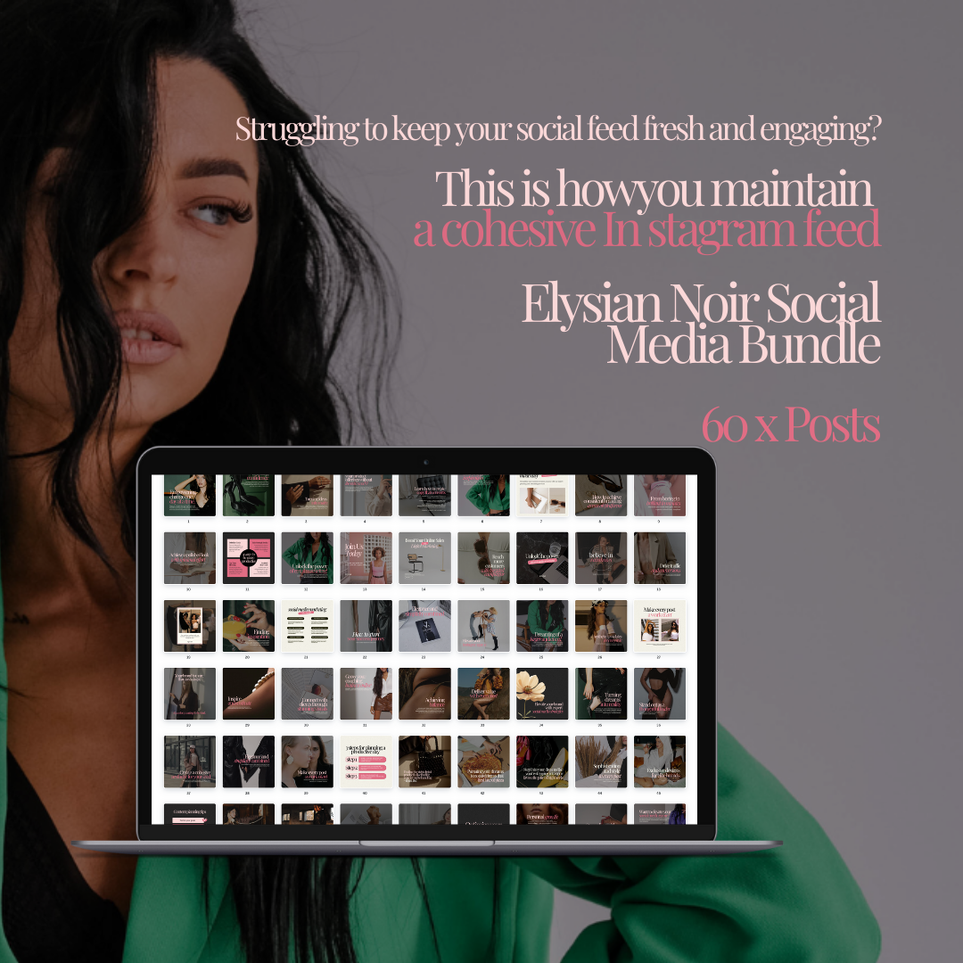 Elysian Noir Social Media Bundle - with mockups included two sizes