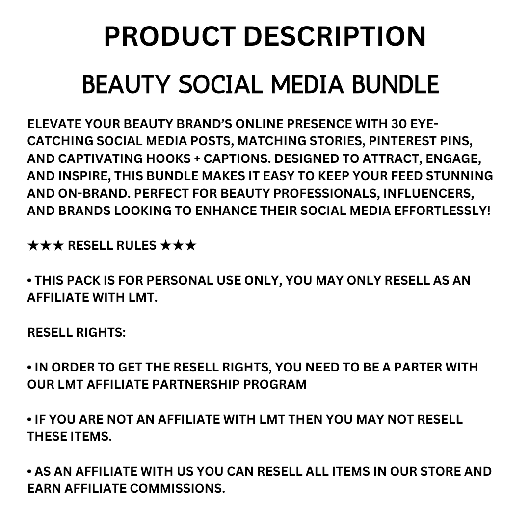 BEAUTY | Beauty Social Media Bundle | Vol I | Canva Templates