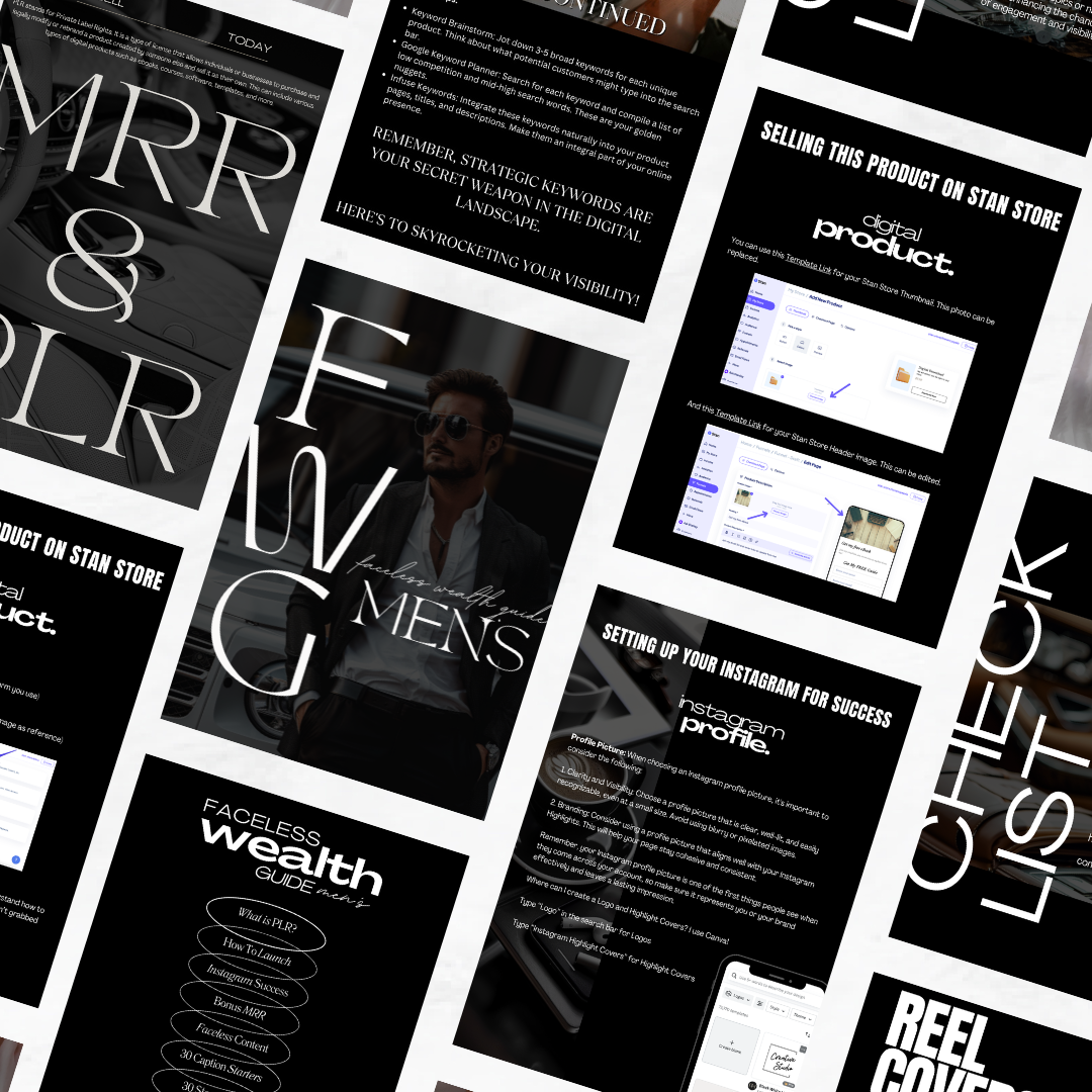 MENS FACELESS WEALTH GUIDE | 4 BONUSES INCLUDED | MRR/PLR