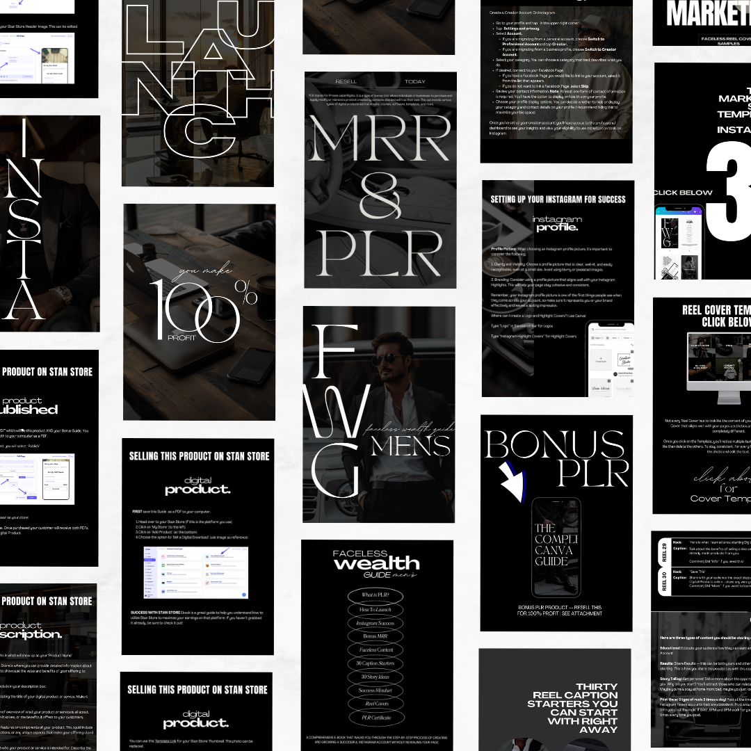 MENS FACELESS WEALTH GUIDE | 4 BONUSES INCLUDED | MRR/PLR