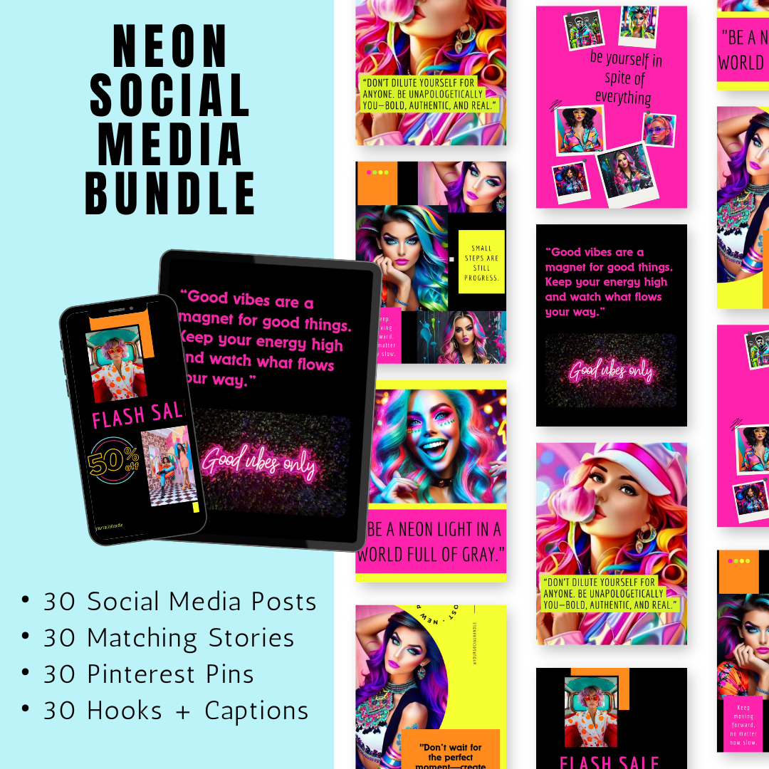 NEON | Neon Social Media Bundle | Vol I | Canva Templates