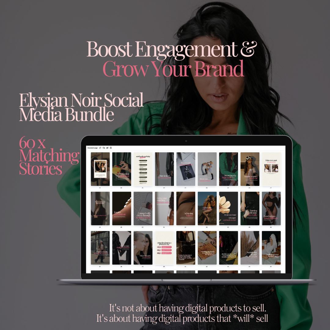 Elysian Noir Social Media Bundle - with mockups included two sizes