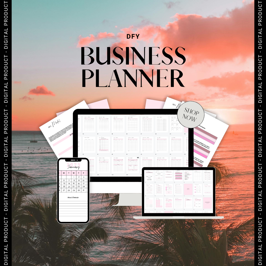 2025 BUSINESS BRANDING PLANNER 110 pages | DFY Template | Beauty | PLR