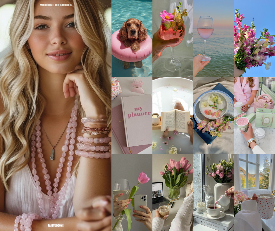 170+ Pink Boho Aesthetic Social Media Stock Images + Mockups included!! | MRR Master Resell Rights