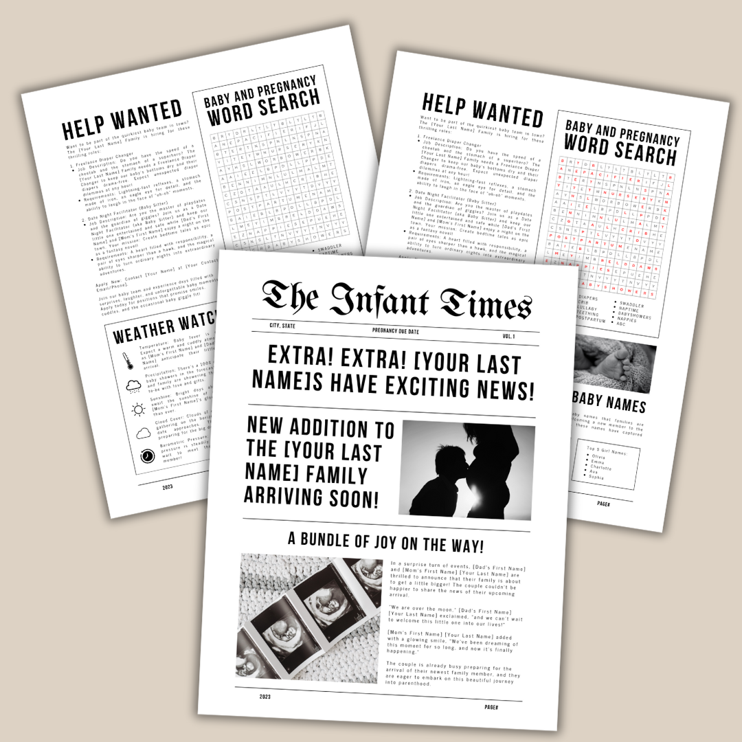 Pregnancy Announcement Newspaper Template | Pregnancy |