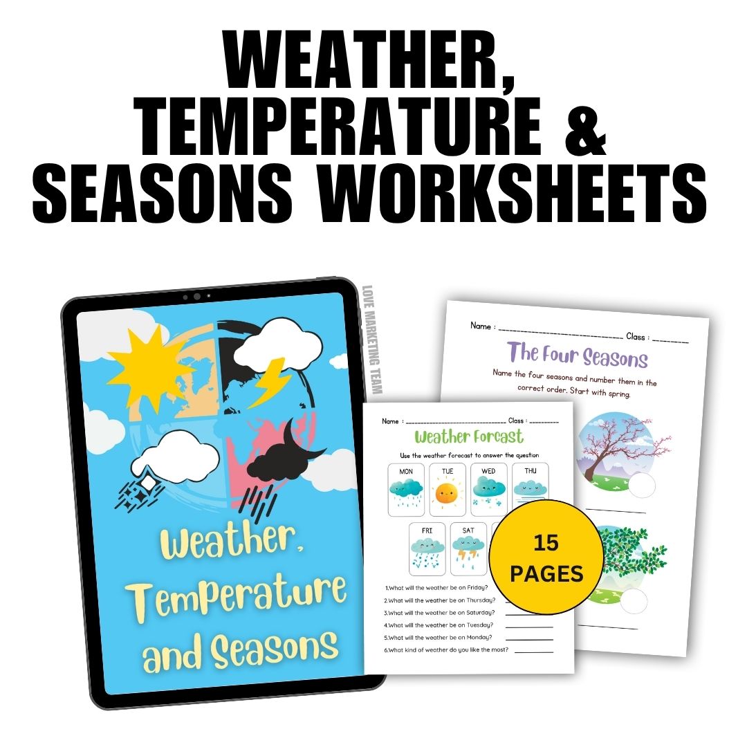 KIDS| WEATHER, TEMPERATURE & SEASONS WORKSHEETS