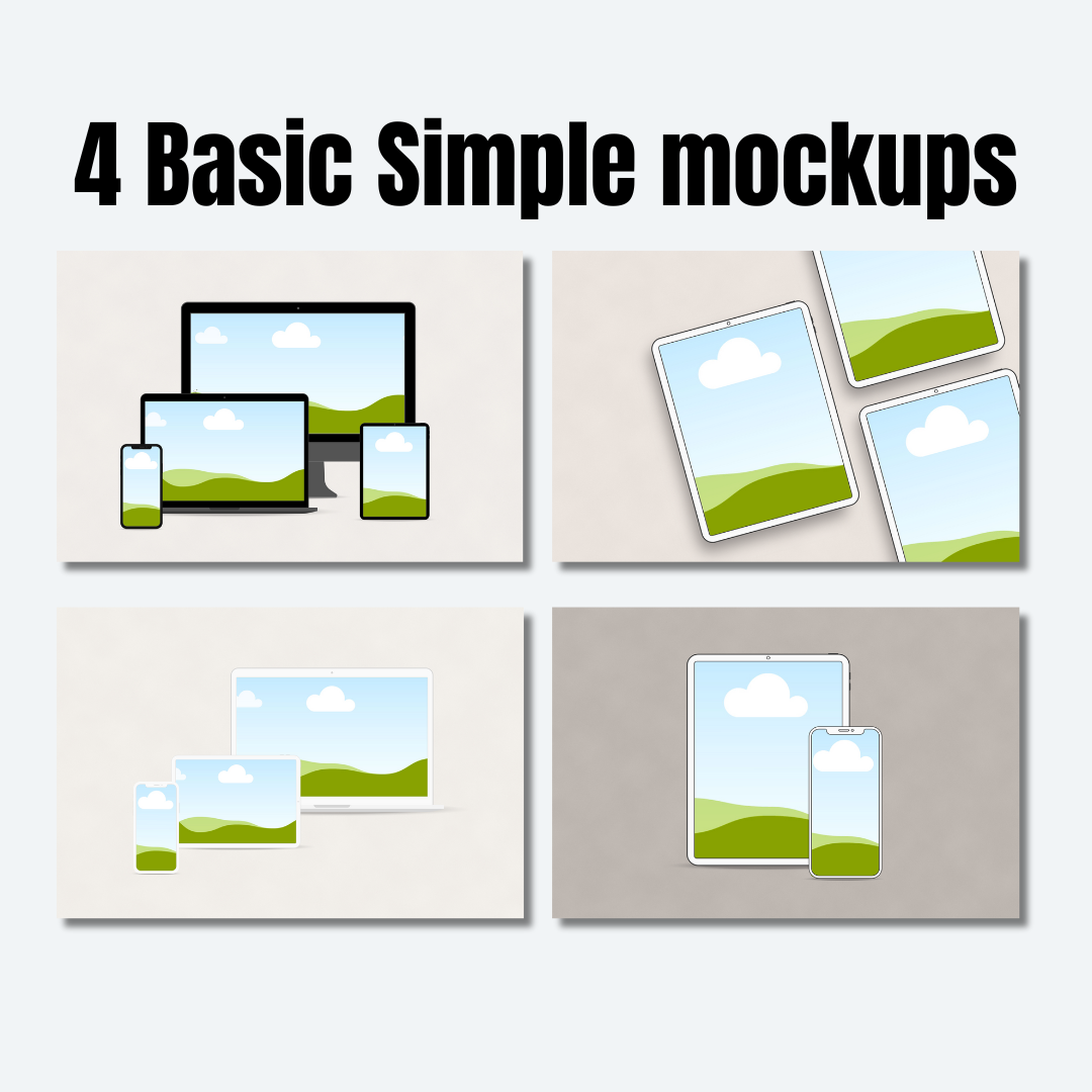 MOCKUPS | 4 Basic Simple Mockups | Canva Templates