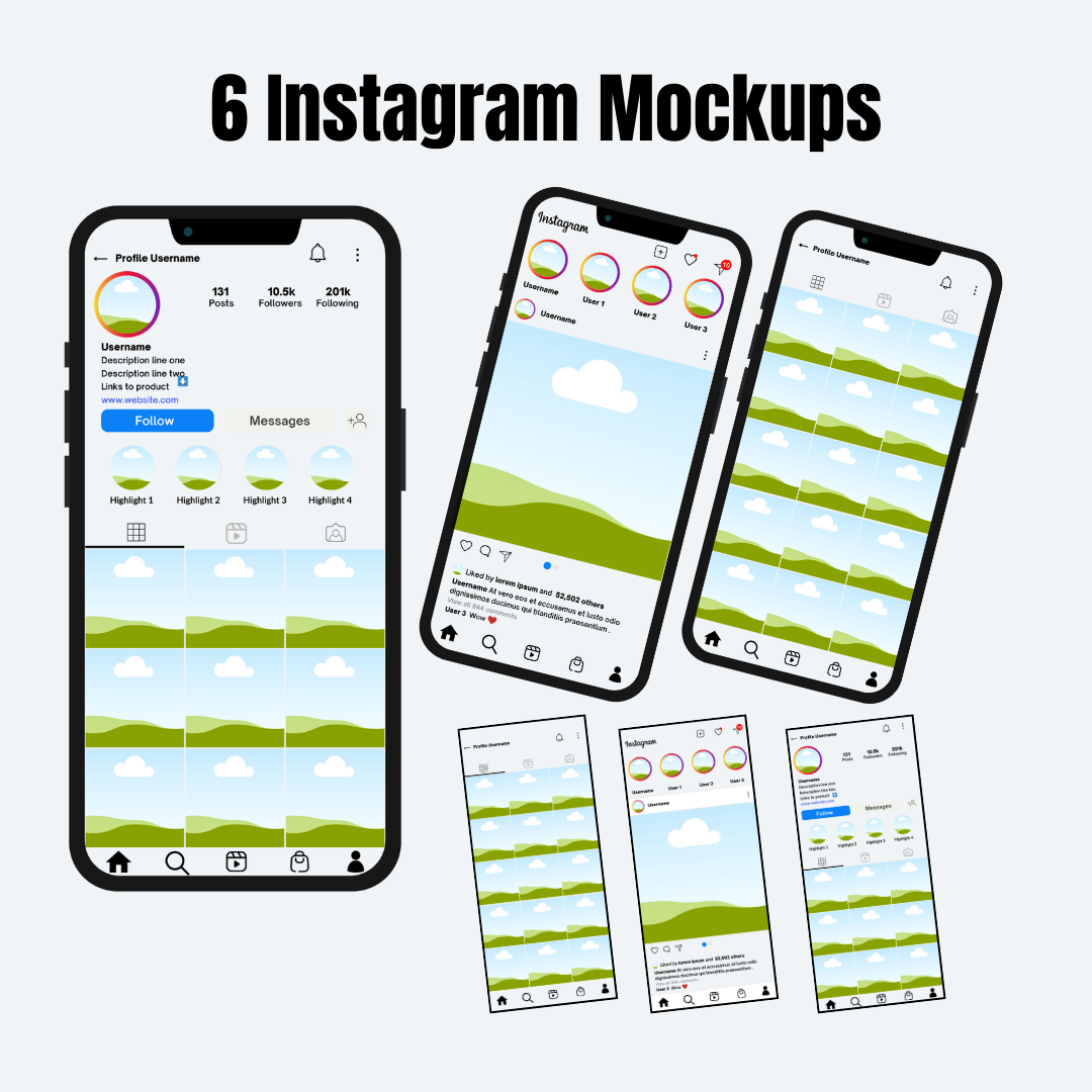 MOCKUPS | SOCIAL MEDIA | 6 Instagram Mockups | Canva Templates