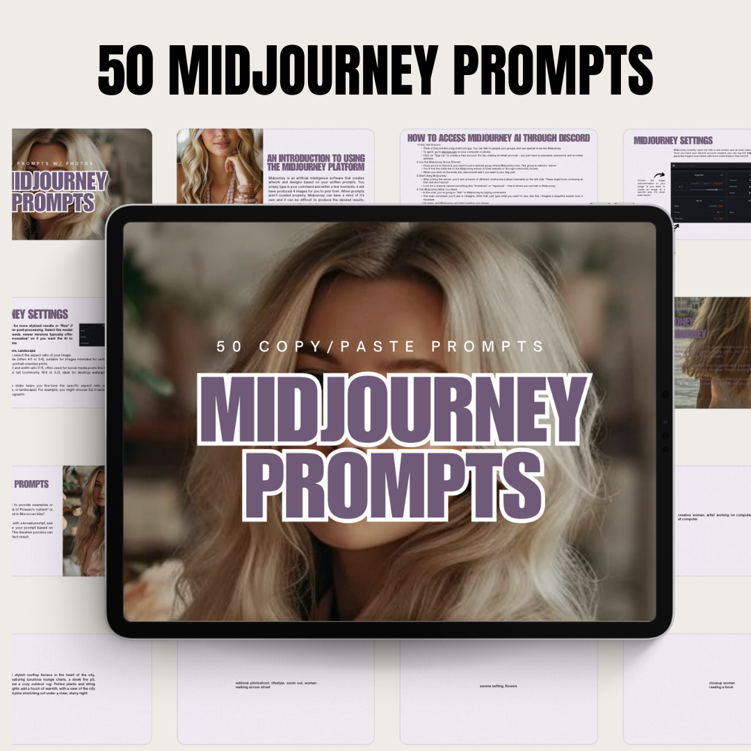 SOCIAL MEDIA | 50 Midjourney Prompts | Editable in Canva