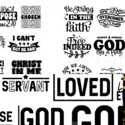 100 Designs x 3 colors = 300 unique product designs | Graphics for Print on Demand | Faith