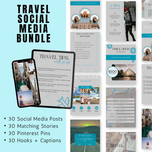 TRAVEL | Travel Social Media Bundle | Vol III | Canva Templates