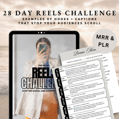 28 Day Reels Captions + Hooks Challenge | MRR | PLR