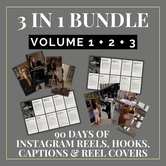 BUNDLE | Vol 1 + 2 + 3 Instagram Reels, Hooks, Captions & Reel Covers