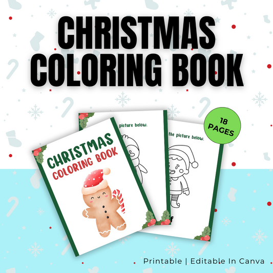 KIDS | Christmas Coloring Book | Editable in Canva