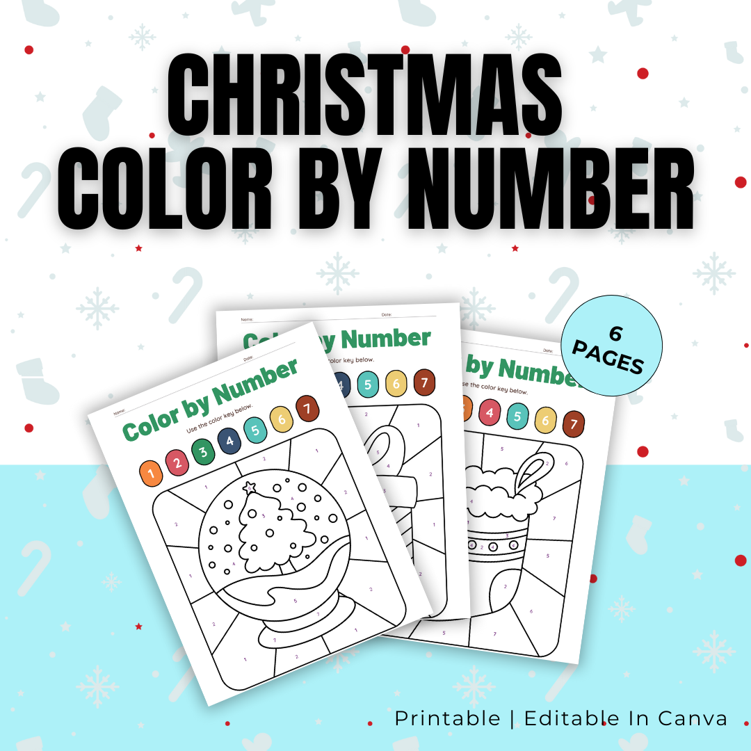 KIDS | Christmas Color by Number | Editable in Canva