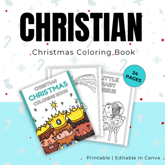 KIDS | Christian Christmas Coloring Book | Editable in Canva