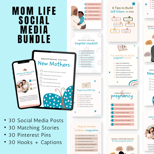 SOCIAL MEDIA | Mom-Life Social Media Bundle | Vol III | Canva Templates