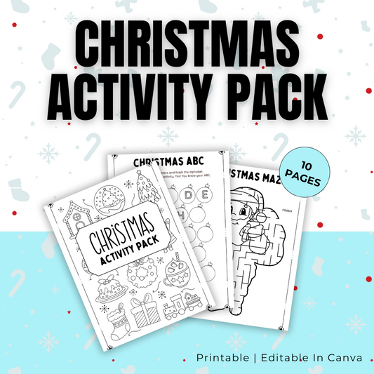 KIDS | Christmas Activity Worksheet Set | Editable in Canva