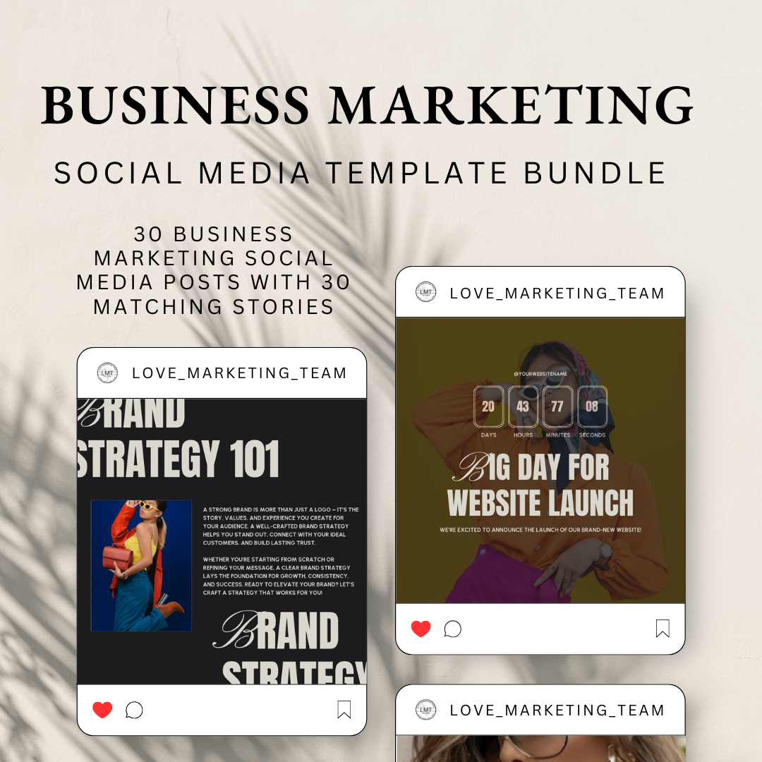 Business Marketing Social Media Template Bundle | MRR | PLR