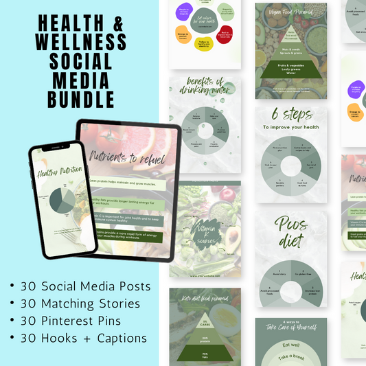 HEALTH & WELLNESS | Health & Wellness Social Media Bundle | Vol III | Canva Templates