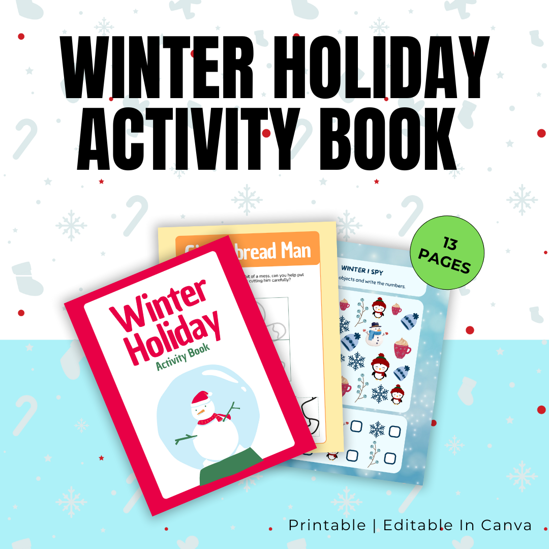 KIDS | Winter Holiday Activity Book | Editable in Canva